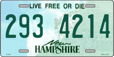 NH license plate 2934214