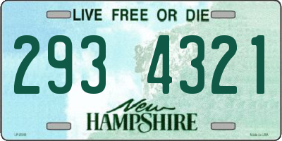 NH license plate 2934321