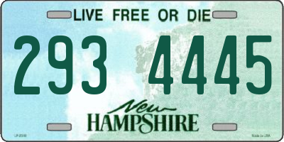 NH license plate 2934445