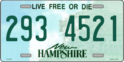 NH license plate 2934521