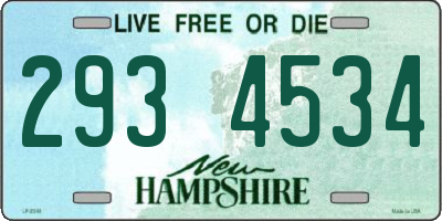 NH license plate 2934534