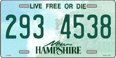 NH license plate 2934538
