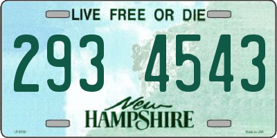 NH license plate 2934543