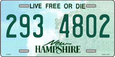 NH license plate 2934802
