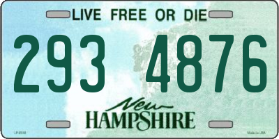 NH license plate 2934876