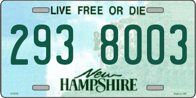 NH license plate 2938003
