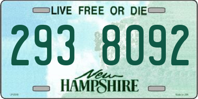 NH license plate 2938092