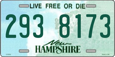 NH license plate 2938173