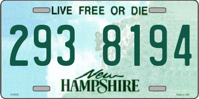 NH license plate 2938194