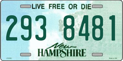 NH license plate 2938481
