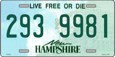 NH license plate 2939981