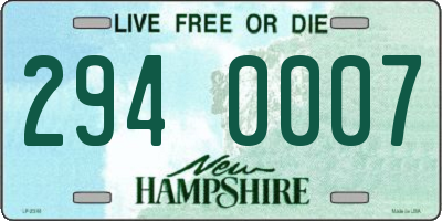NH license plate 2940007