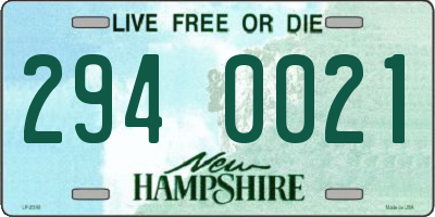 NH license plate 2940021