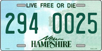 NH license plate 2940025