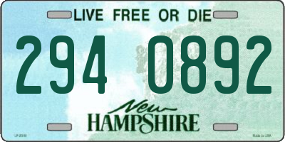 NH license plate 2940892