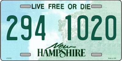 NH license plate 2941020