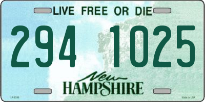 NH license plate 2941025
