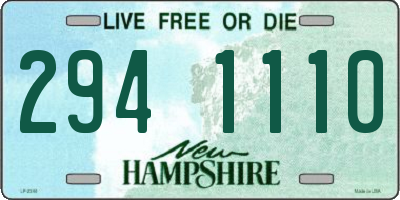 NH license plate 2941110