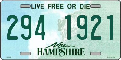NH license plate 2941921