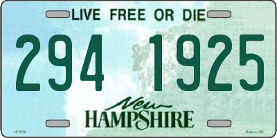 NH license plate 2941925