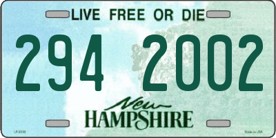 NH license plate 2942002