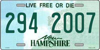 NH license plate 2942007