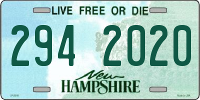 NH license plate 2942020