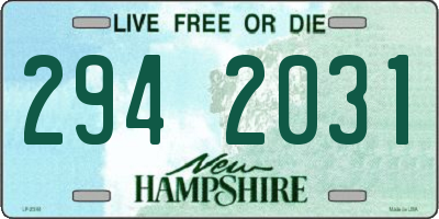 NH license plate 2942031