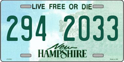NH license plate 2942033