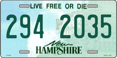 NH license plate 2942035