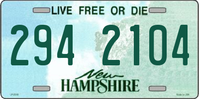 NH license plate 2942104