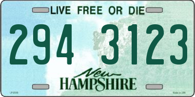 NH license plate 2943123