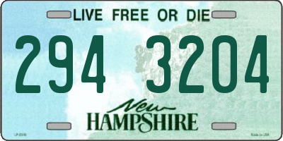 NH license plate 2943204