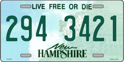NH license plate 2943421