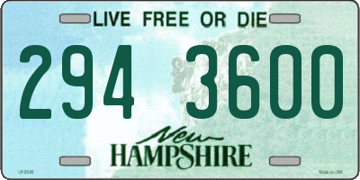 NH license plate 2943600