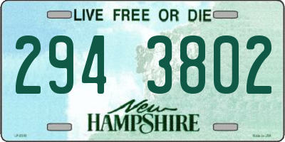 NH license plate 2943802