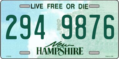 NH license plate 2949876