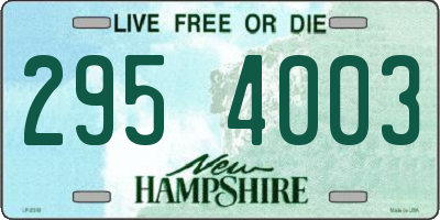 NH license plate 2954003