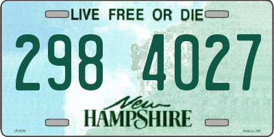 NH license plate 2984027