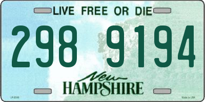 NH license plate 2989194