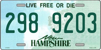 NH license plate 2989203
