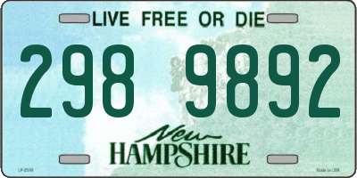 NH license plate 2989892