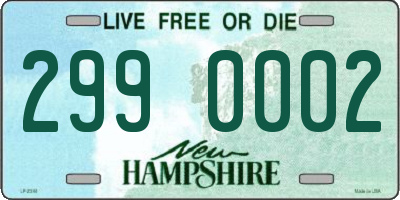 NH license plate 2990002