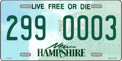 NH license plate 2990003