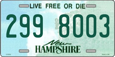 NH license plate 2998003