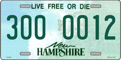 NH license plate 3000012