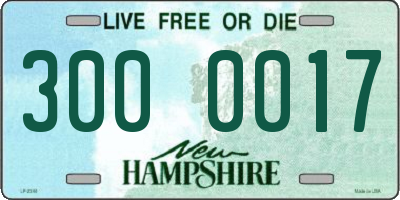 NH license plate 3000017