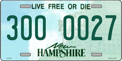 NH license plate 3000027