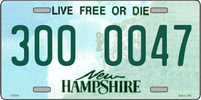 NH license plate 3000047