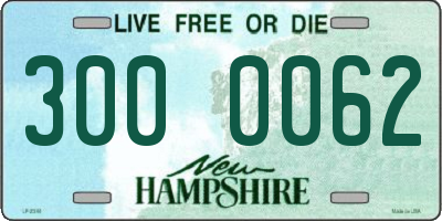 NH license plate 3000062